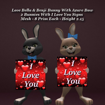 Second Life Marketplace - Love Bella & Benji Bunny With Azure Bow